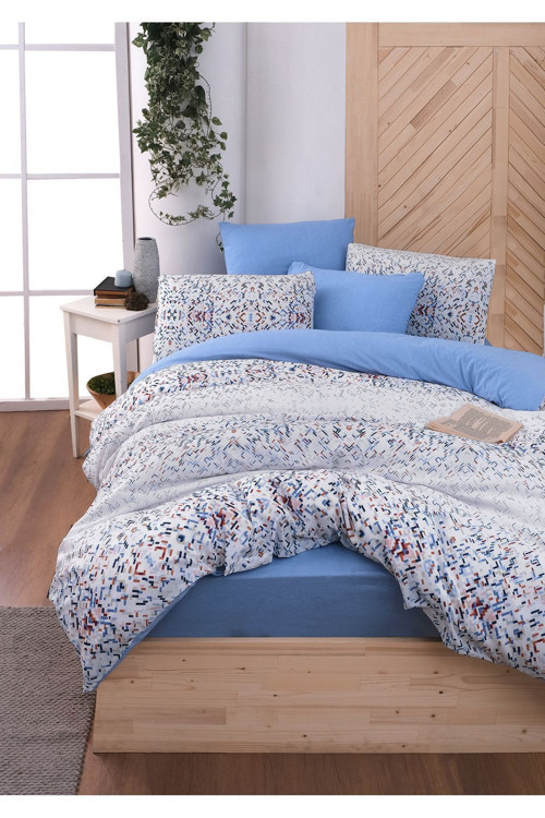 Mystory Home Lastikli Çarşaflı Çift Kişilik Nevresim Takımı Bluem