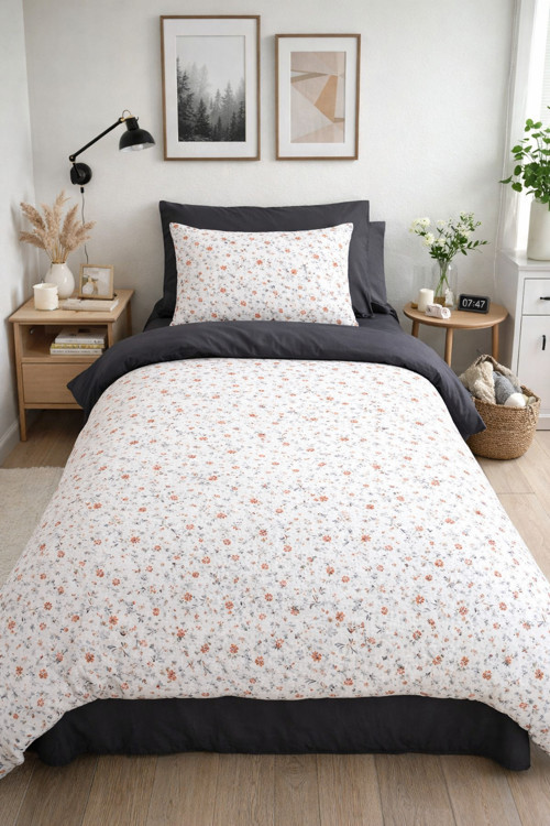 Mystory Home Tek Kişilik Lastikli Çarşaflı Nevresim Takımı Orange