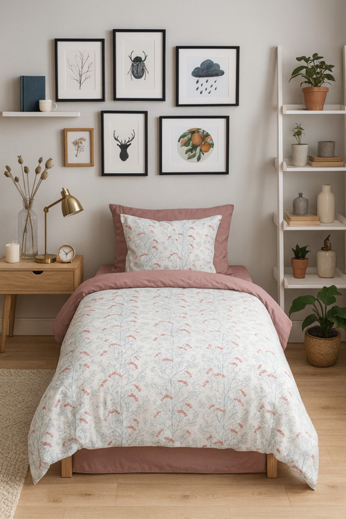 Mystory Home Lastikli Çarşaflı Tek Kişilik Nevresim Takımı Flora