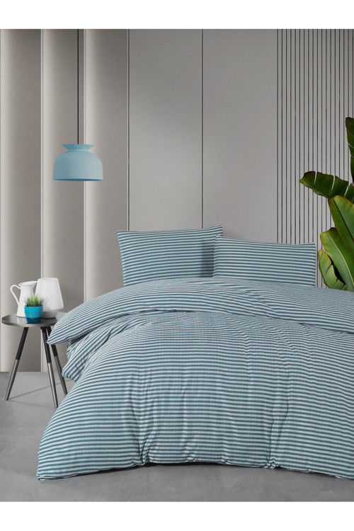 Mystory Home Tek Kişilik Nevresim Seti - Yeşil Saten (Çarşafsız)