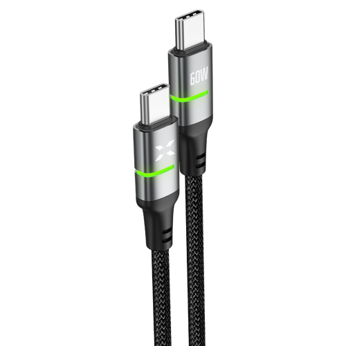Type C Hızlı Şarj Kablosu | Type-C to Type-C, 60W, 480 Mpbs, 2m, PD, Örgü, Led Göstergeli (X6422)