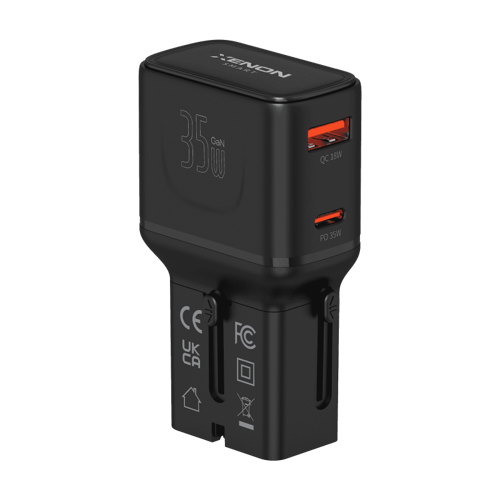 Priz Dönüştürücü | 35W GaN Hızlı Şarj, 200+ Ülke, USB-C & USB-A, PD PPS, Seyahat Adaptörü (X6407)