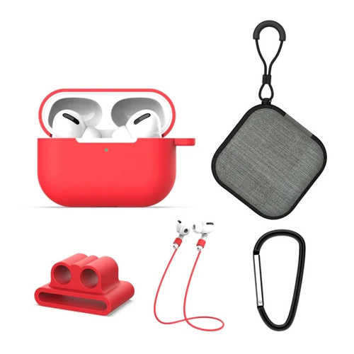 ALLY 5 in 1 Airpods Pro Kulaklık Kılıfı ve Kulaklık Koruma Çantası Full Set-(5775)