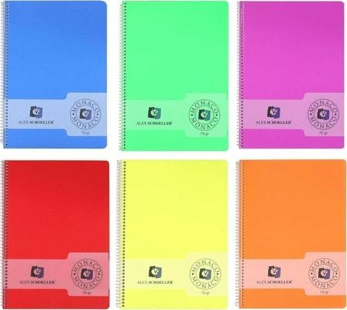 Monaco Plastik Kapak A5 80 Yaprak Spiralli Defter - Düz