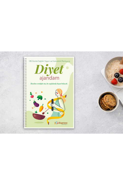 Diyet Ajandam 120 Günlük (70 Sayfa - A4 Ebat - Tam Renkli)