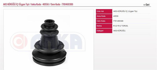 Aks Körüğü İç (Üçgen Tip) Renault R12 (1 Ad )