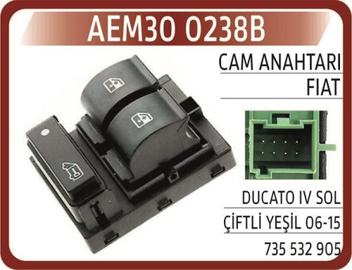 Cam Kaldırma Anahtarı Sol Çiftli Yeşil Peugeot Boxer/ Fıat Ducato Iıı 2015 Sonrası (1 Ad )