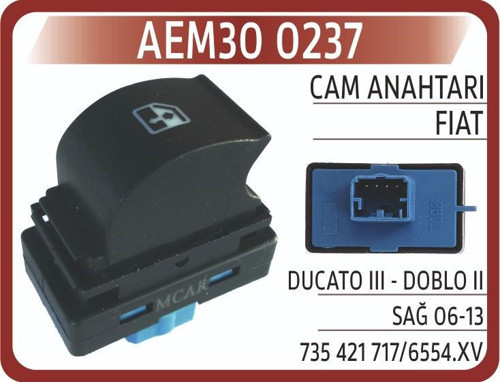 An 237 Cam Kaldırma Anahtarı Sağ Fıat Ducato Iıı - Doblo Iı (1 Ad )