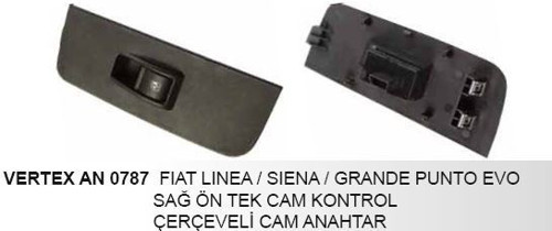 Cam Kaldırma Anahtarı Tekli Sağ Fıat Sıena/Lınea Çerçeveli 25108 - An213 - An0785 - An0787 (1 Ad )