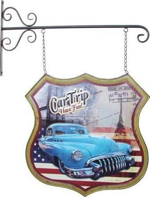 Dekoratif Çift Yönlü Car Trip Temalı Ferforje Askı