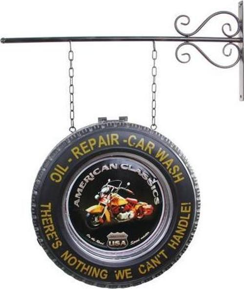 Dekoratif Çift Yönlü Motorsiklet Temalı Ferforje Askı Pano