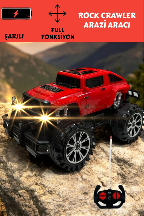 1:18 Uzaktan Kumandalı Şarjlı Rock Crawler Işıklı Oyuncak Araba 23 Cm