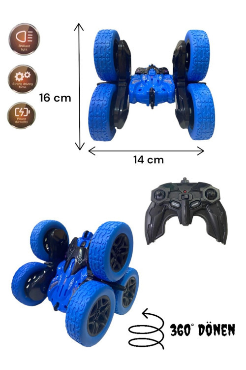 Uzaktan Kumandalı Full Fonksiyon Işıklı Şarjlı 360° Dönen 2.4 Ghz 6 Tekerlekli Akrobat Araba 16 Cm