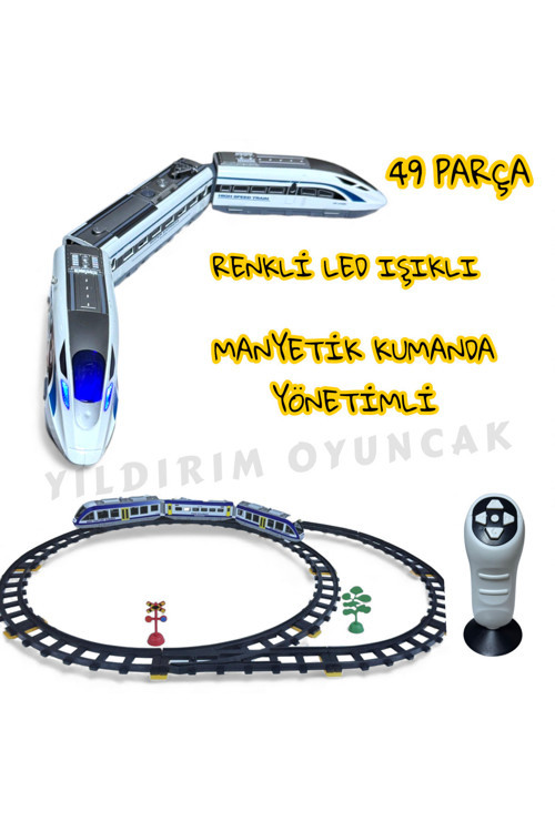 Uzaktan Kumandalı Müzikli Led Işıklı Manyetik Mıknatıslı Birleşim Yerleri 49 Parça 264 Cm Tren Seti