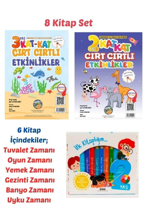 8 Kitap Set- 2 Yaş Ve 3 Yaş Cırt Cırtlı Etkinlikler Ve Yapıkredi Yayınları 2 Yaş Kitaplık