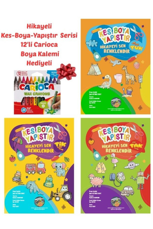 Kes-Boya-Yapıştır Hikayeyi Sen Renklendir - Hikayeli Etkinlik Kitabı-Carioca Boya Kalemi Hediyeli