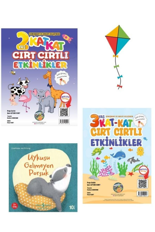 3 Kitap Set- 2 Yaş 3 Yaş Cırt Cırtlı Etkinlikler Ve İş Kültür Uykusu Gelmeyen Porsuk
