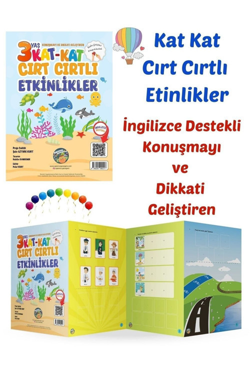 Kat Kat Cırt Cırtlı Etkinlik Kitabı-3 Yaş-İngilizce Destekli -Konuşmayı Ve Dikkati Geliştiren