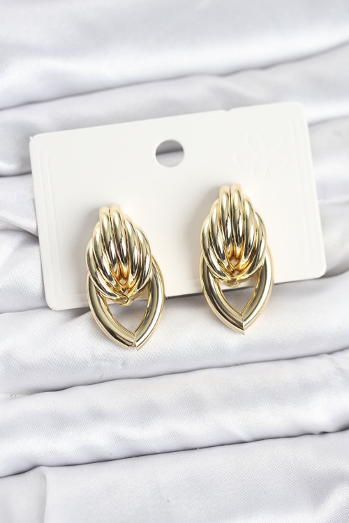 Pirinç Gold Renk Sarmal Damla Model Vintage Kadın Küpe - EBJ260130W39351