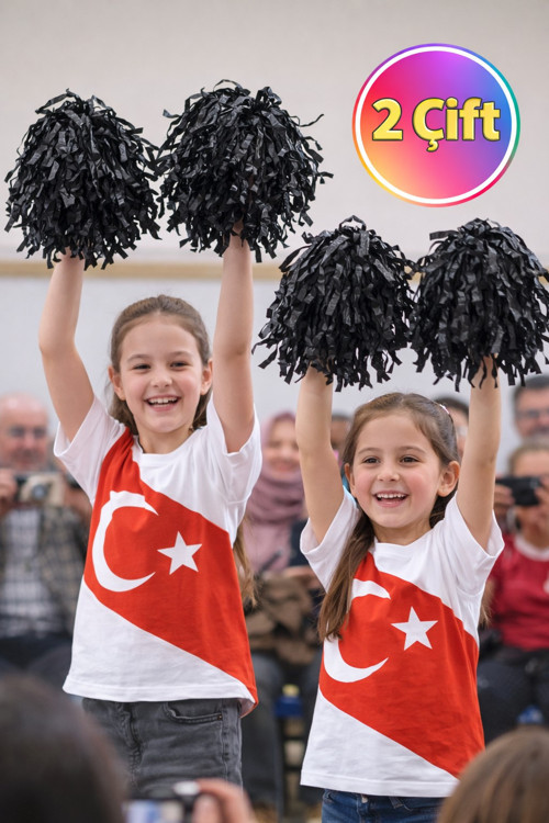 PonPon Mat Siyah Amigo Sopalı Dayanıklı Hafif Tezahürat Ponponu 2 Çift