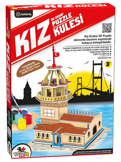 Oyuncak Kız Kulesi Ahşap Boyama Seti - Standart Standart