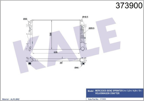 Brazing Su Radyatörü Mercedes Sprınter 06+ Vw Crafter 06+ Radyatör Vw Crafter (678X398X26) Al/Pl/Brz (1 Ad )