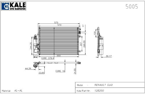 Klima Radyatörü Renault Clıo Iı Kango 97-01 1.2 1.4 1.5 (1 Sıra Al+Pl Sistem) (1 Ad )