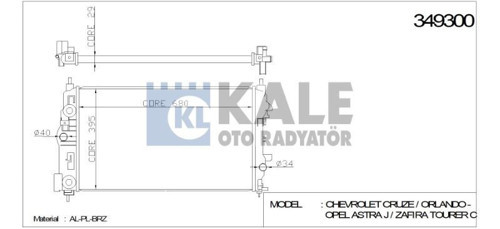 Radyatör Opel Astra J Astra Gtc J Zafıra Tourer C (680X397X28) Al/Pl/Brz (1 Ad )