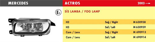 Sis Lamba Mercedes Actros / Sol (Avrupa Tip) (1 Ad )