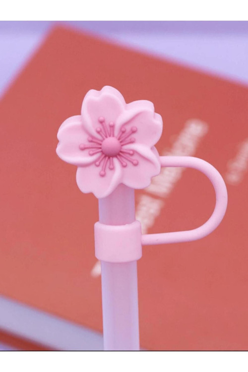 Kiraz Çiçeği Model Silikon Toz Geçirmez Sızdırmaz Pipet Kapağı 1 Adet Stanley Termos Ile Uyumlu