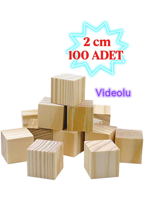 (2 cm) Ahşap Küp (100 Adet) -DIY Sanat ve Hobi Projeleri biblo yapımı- A kalite