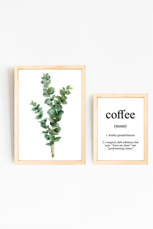 Dekoratif 2 Parça Okaliptus Coffee Tasarımlı Ahşap Çerçeveli Tablo I 23x30 - 35x50