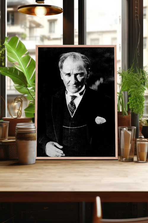 Atatürk Tasarımlı Doğal Ahşap Çerçeveli Tablo