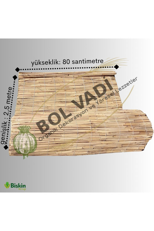 80cm X 2.5m Afyonkarahisardan Misina Ipli Doğal Bambu Kamış Çit,bahçe Çiti,hasır Çit, Gölgelik