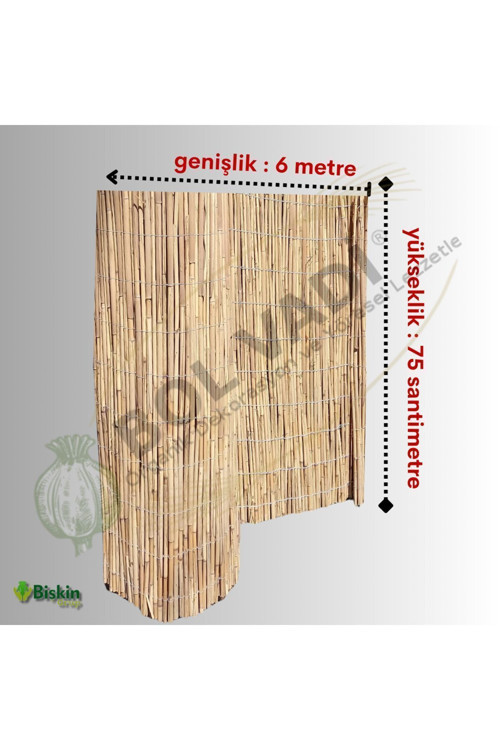 75cm X 600cm Afyonkarahisardan Misina Ipli Doğal Bambu Kamış Çit,bahçe Çiti,hasır Çit, Gölgelik