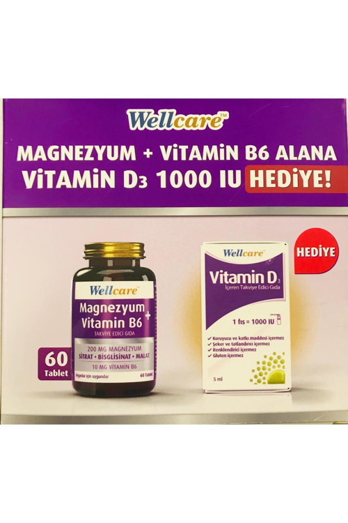 MAGNEZYUM+VİTAMİN B6 ALANA VİTAMİN D3 1000 IU HEDİYE