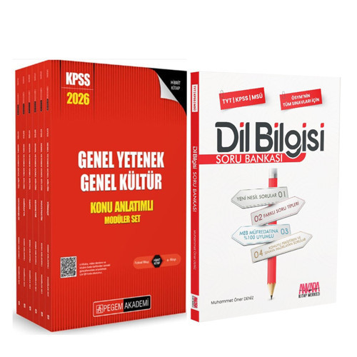 Pegem KPSS Lisans Konu Seti ve AKM Dil Bilgisi Soru Bankası Seti 2 Kitap