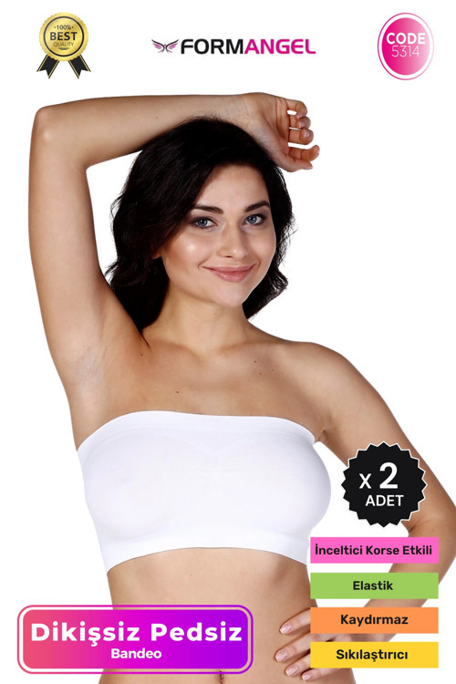 #Bandeo Seamless Toparlayıcı Kadın Basic Örme Dikişsiz Pedsiz Bandeo Büstiyer - 2 Adet