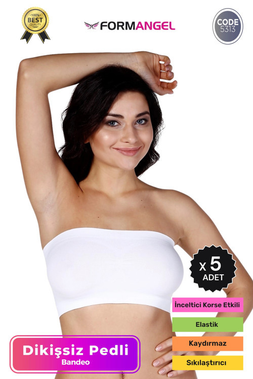 #Bandeo Seamless Toparlayıcı Kadın Basic Örme Dikişsiz Pedli Bandeo Büstiyer - 5 Adet