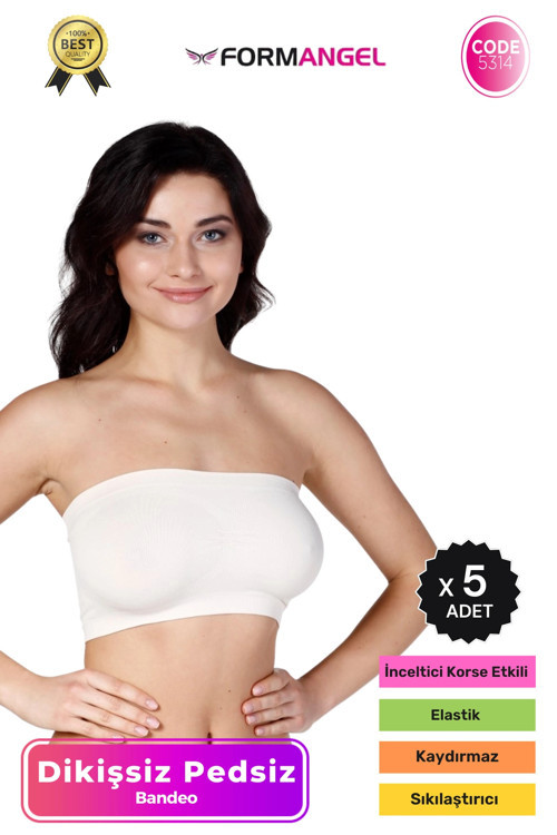 #Bandeo Seamless Toparlayıcı Kadın Basic Örme Dikişsiz Pedsiz Bandeo Büstiyer - 5 Adet