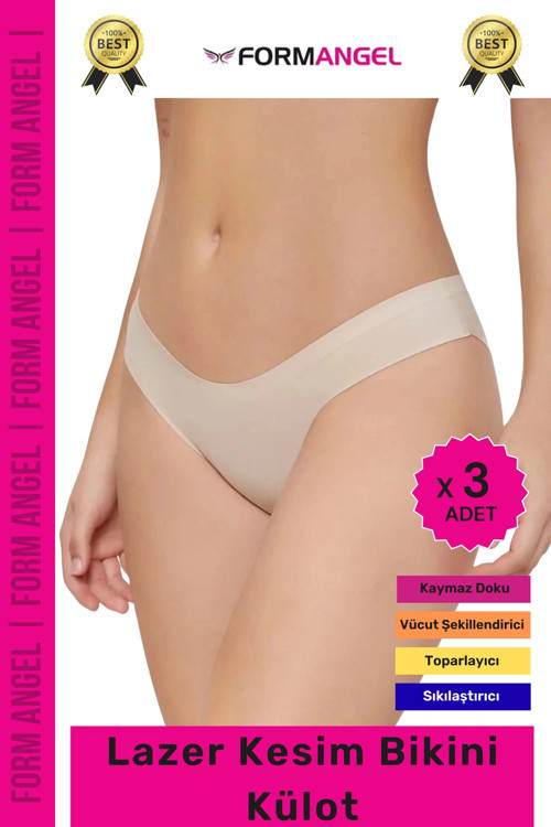 #Külot Dikişsiz İz Göstermeyen Belli Etmeyen Esnek Rahat Lazer Kesim Hayalet Bikini Külot - 3 Adet