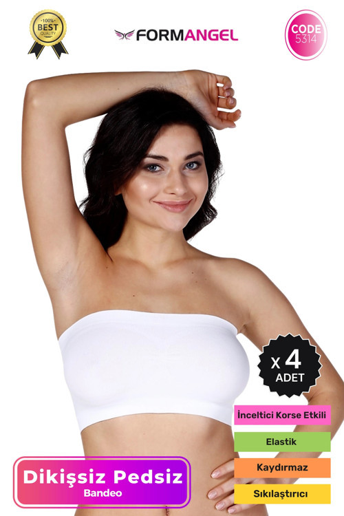 #Bandeo Seamless Toparlayıcı Kadın Basic Örme Dikişsiz Pedsiz Bandeo Büstiyer - 4 Adet