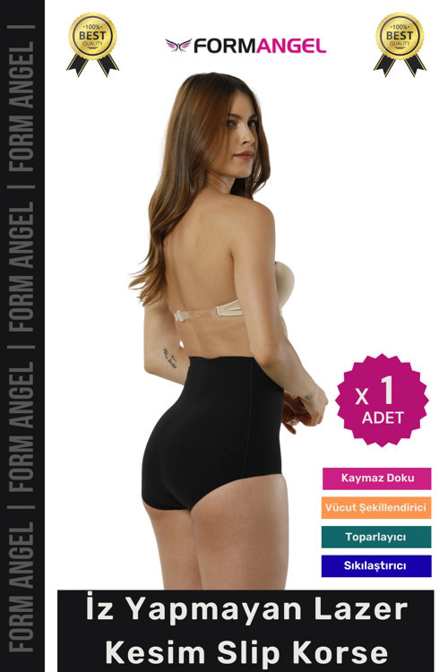 #Korse 2 Beden İncelten Toparlayıcı İz Göstermeyen Kaymaz Kadın Lazer Kesim Slip Korse - 1 Adet