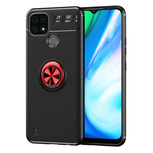 Realme C21 Kılıf Mkst Ravel Silikon Kapak - Siyah-Kırmızı