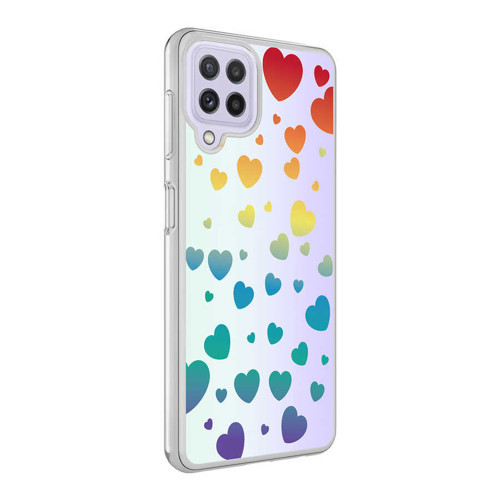 Galaxy A22 4G Kılıf Mkst M-Blue Desenli Kapak - Heart No3
