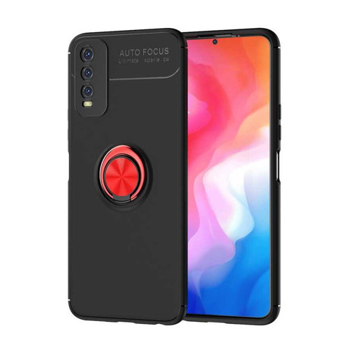 Vivo Y11S Kılıf Mkst Ravel Silikon Kapak - Siyah-Kırmızı