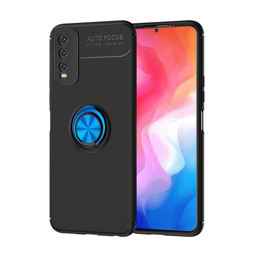 Vivo Y11S Kılıf Mkst Ravel Silikon Kapak - Siyah-Mavi