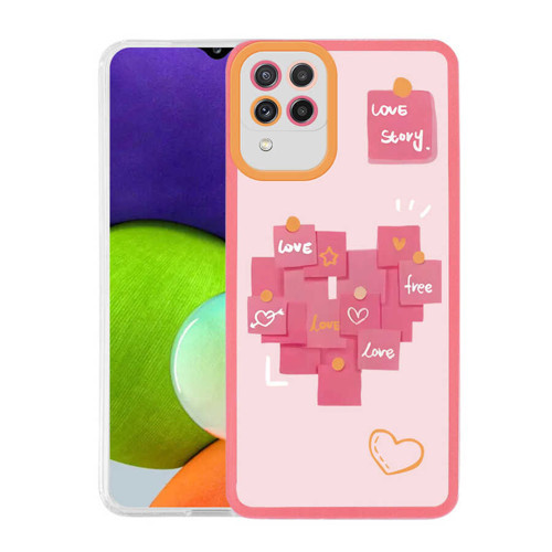 Galaxy M22 Kılıf Mkst M-Fit Desenli Kapak - Love Story No2