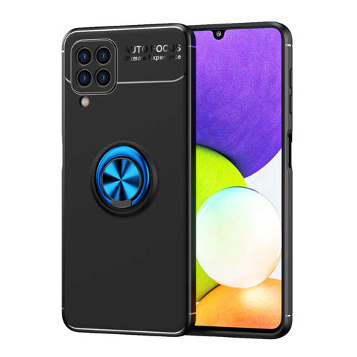 Galaxy M22 Kılıf Mkst Ravel Silikon Kapak - Siyah-Mavi