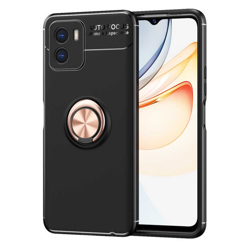 Vivo Y15S Kılıf Mkst Ravel Silikon Kapak - Siyah-Rose Gold